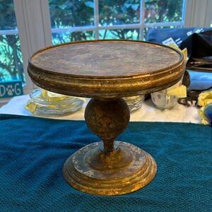Vintage Gold Toned Metal Decorative Pedestal Cake Stand
